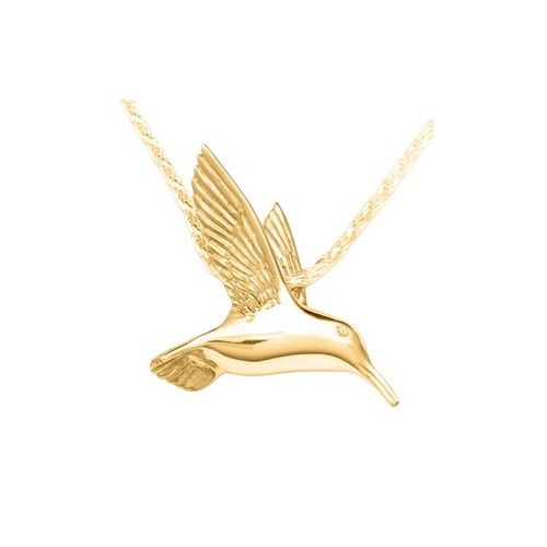 Pacific Urns Necklace For Ashes Hummingbird 10K In Yellow Gold