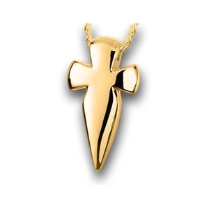 Pacific Urns Necklace For Ashes Hunter's Cross 14K In Yellow Gold