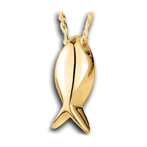 Pacific Urns Necklace For Ashes Jesus Fish 10K In Yellow Gold