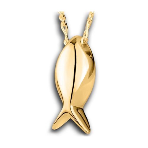 Pacific Urns Necklace For Ashes Jesus Fish 10K In Yellow Gold