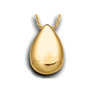 Pacific Urns Necklace For Ashes Large Tear 14K In Yellow Gold