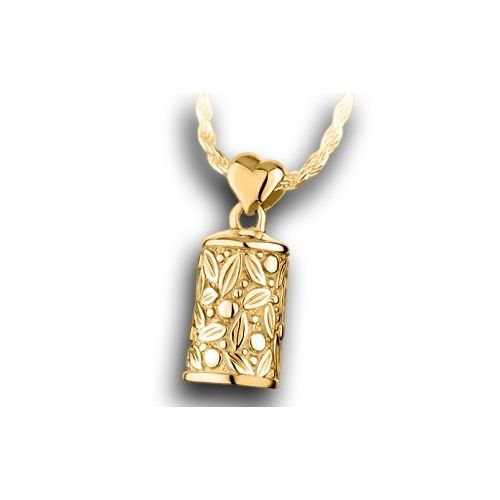 Pacific Urns Necklace For Ashes Leaves And Berries 14K In Yellow Gold - 10704-14kY