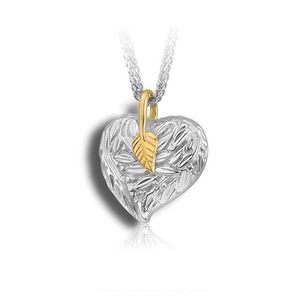 Pacific Urns Cremation Necklace Leaves And Berries 2 Tone