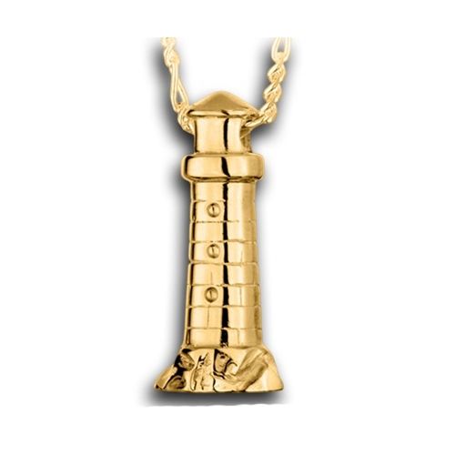 Pacific Urns Necklace For Ashes Lighthouse 10K In Yellow Gold