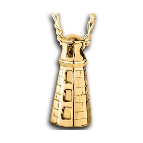 Pacific Urns Necklace For Ashes Maine Lighthouse 10K In Yellow Gold
