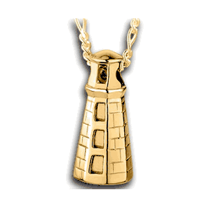 Pacific Urns Necklace For Ashes Maine Lighthouse 14K In Yellow Gold