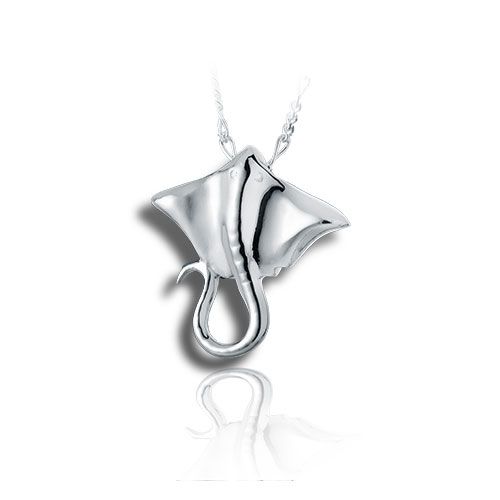 Pacific Urns Necklace For Ashes Manta Ray 14K In Yellow Gold