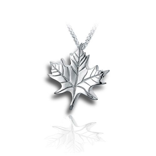 Pacific Urns Necklace For Ashes Maple Leaf 10K In Yellow Gold