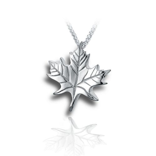 Pacific Urns Necklace For Ashes Maple Leaf In Sterling Silver
