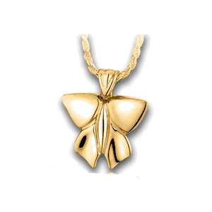 Pacific Urns Necklace For Ashes Modern Butterfly 14K In Yellow Gold