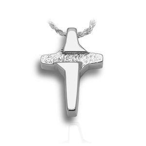 Pacific Urns Necklace For Ashes Modern Cross 14K In Yellow Gold