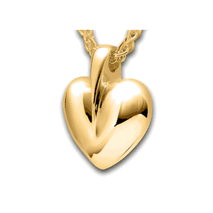 Pacific Urns Necklace For Ashes Modern Heart 14K In Yellow Gold