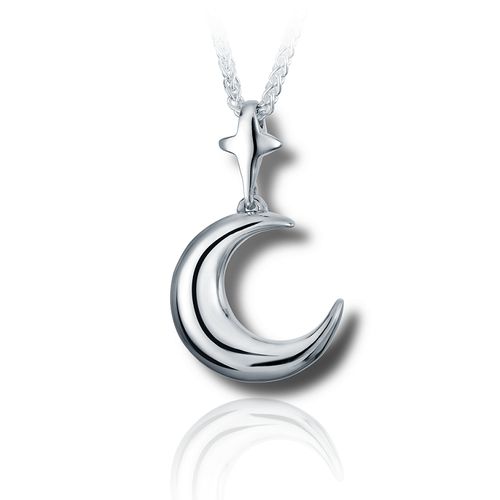 Pacific Urns Necklace For Ashes Moon And Star In Sterling Silver
