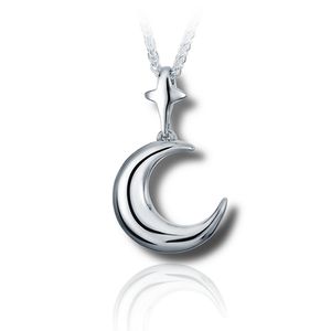 Pacific Urns Necklace For Ashes Moon And Star In Sterling Silver
