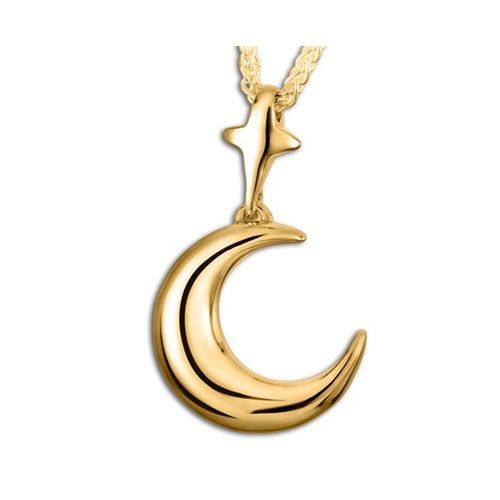 Pacific Urns Necklace For Ashes Moon And Star 14K In Yellow Gold