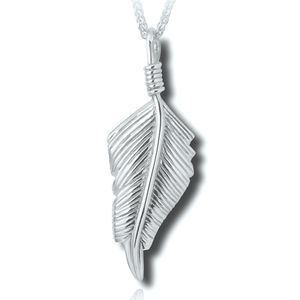 Pacific Urns Necklace For Ashes Native Feather 10K In Yellow Gold