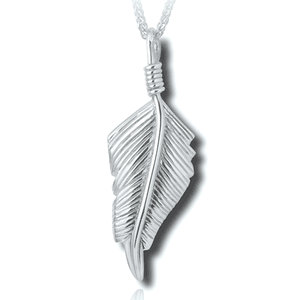 Pacific Urns Necklace For Ashes Native Feather 14K In Yellow Gold