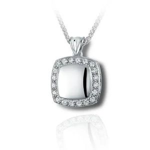 Pacific Urns Necklace For Ashes Cubic Cushion In Sterling Silver