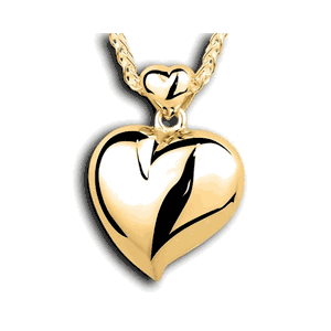 Pacific Urns Necklace For Ashes Dual Chamber Heart 14K In Yellow Gold
