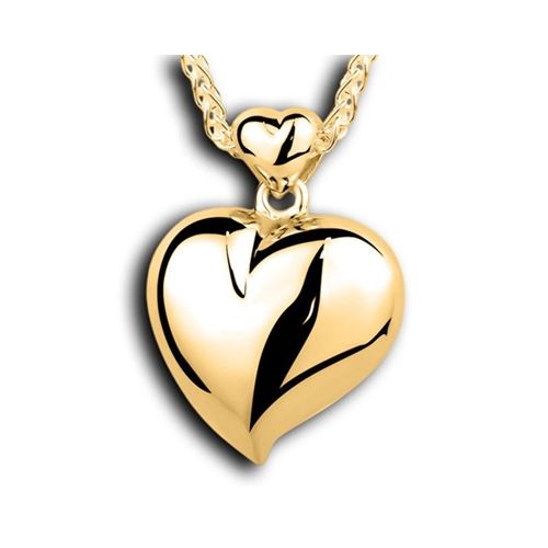 Pacific Urns Necklace For Ashes Dual Chamber Heart 14K In Yellow Gold