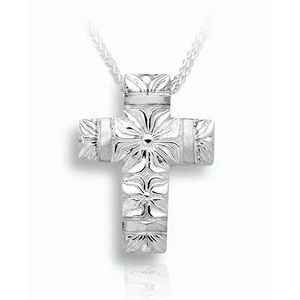 Pacific Urns Necklace For Ashes Flowers & Bands In Sterling Silver