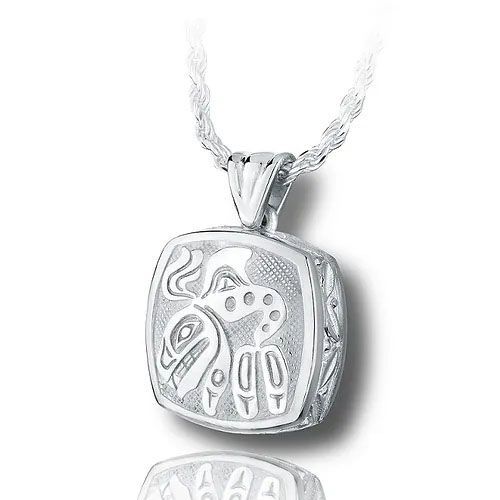 Pacific Urns Necklace For Ashes Haida Orca In Sterling Silver