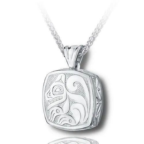 Pacific Urns Necklace For Ashes Haida Wolf In Sterling Silver