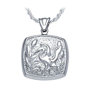 Pacific Urns Necklace For Ashes Heron Cushion In Sterling Silver