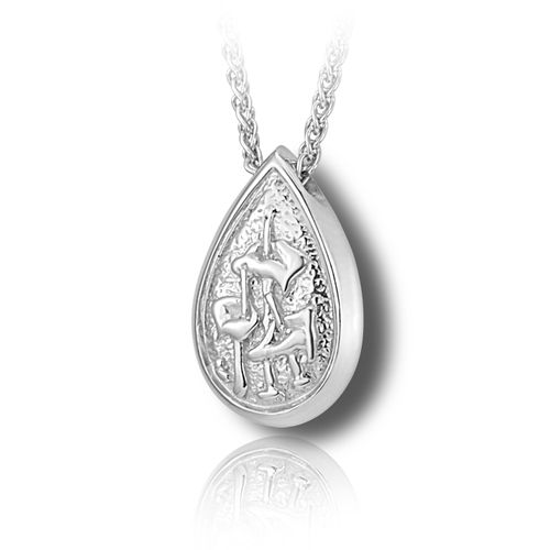 Pacific Urns Necklace For Ashes Lillies Tear In Sterling Silver