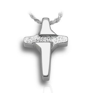 Pacific Urns Necklace For Ashes Modern Cross In Sterling Silver