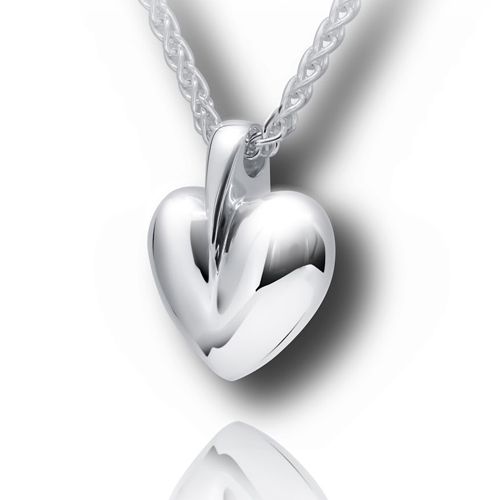 Pacific Urns Necklace For Ashes Modern Heart In Sterling Silver