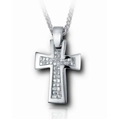 Pacific Urns Necklace For Ashes Nugget Cross In Sterling Silver