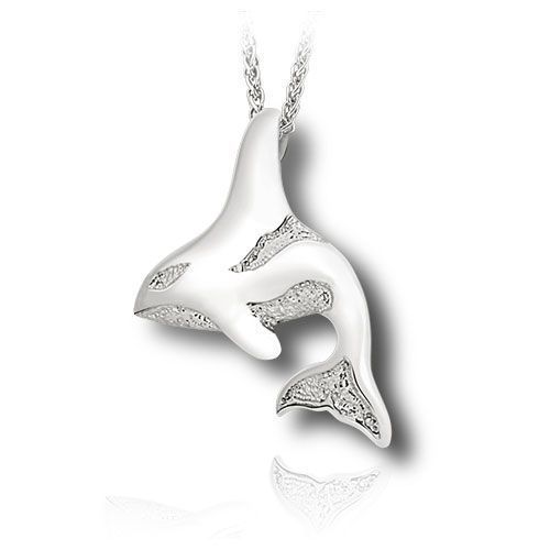 Pacific Urns Necklace For Ashes Orca In Sterling Silver