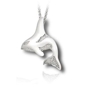 Pacific Urns Necklace For Ashes Orca In Sterling Silver