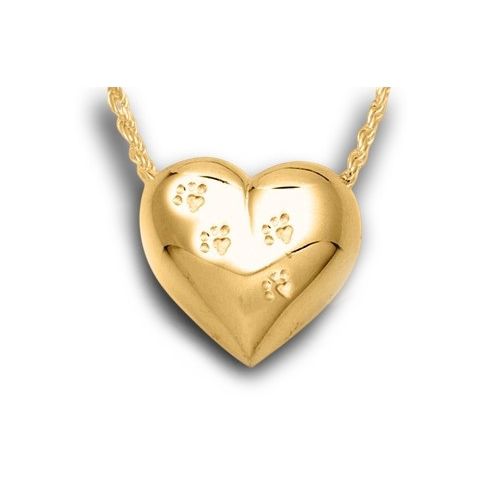 Pacific Urns Necklace For Ashes Pet Heart 14K In Yellow Gold