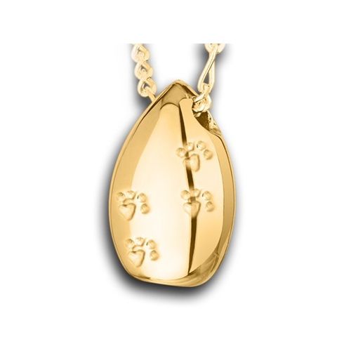 Pacific Urns Necklace For Ashes Pet Tear Drop 14K In Yellow Gold