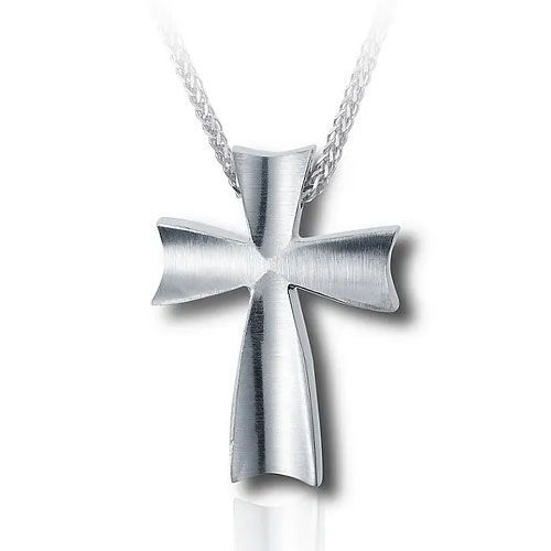 Pacific Urns Necklace For Ashes Satin Cross In Sterling Silver