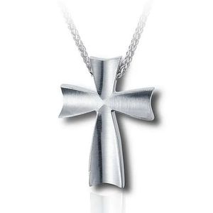 Pacific Urns Necklace For Ashes Satin Cross In Sterling Silver