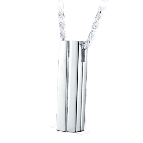 Pacific Urns Necklace For Ashes Square Cylinder Sand Textured In Sterling Silver