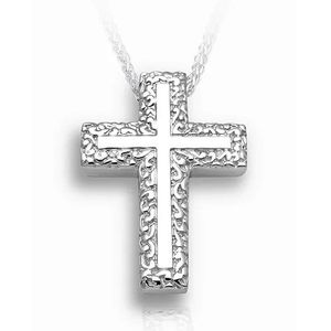 Pacific Urns Necklace For Ashes Swirl Border In Sterling Silver