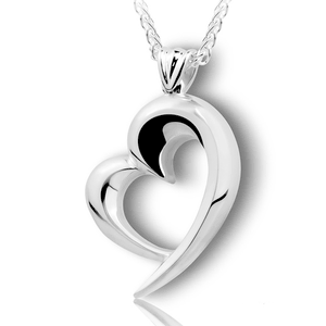 Pacific Urns Necklace For Ashes Swirl Heart In Sterling Silver