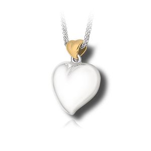 Pacific Urns Cremation Necklace Offset Heart 2 Tone