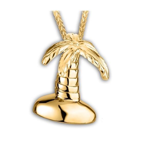 Pacific Urns Necklace For Ashes Palm Tree 10K In Yellow Gold