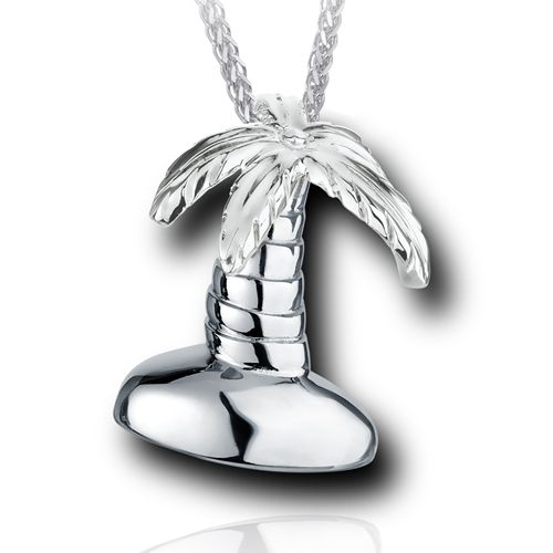 Pacific Urns Necklace For Ashes Palm Tree In Sterling Silver