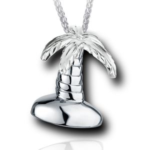 Pacific Urns Necklace For Ashes Palm Tree In Sterling Silver