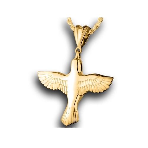 Pacific Urns Necklace For Ashes Peace Dove 10K In Yellow Gold