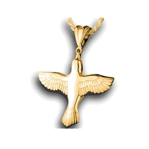 Pacific Urns Necklace For Ashes Peace Dove 14K In Yellow Gold
