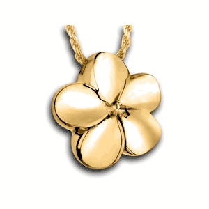 Pacific Urns Necklace For Ashes Plumeria 10K In Yellow Gold