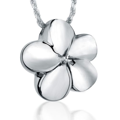 Pacific Urns Necklace For Ashes Plumeria In Sterling Silver