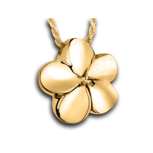 Pacific Urns Necklace For Ashes Plumeria 14K In Yellow Gold